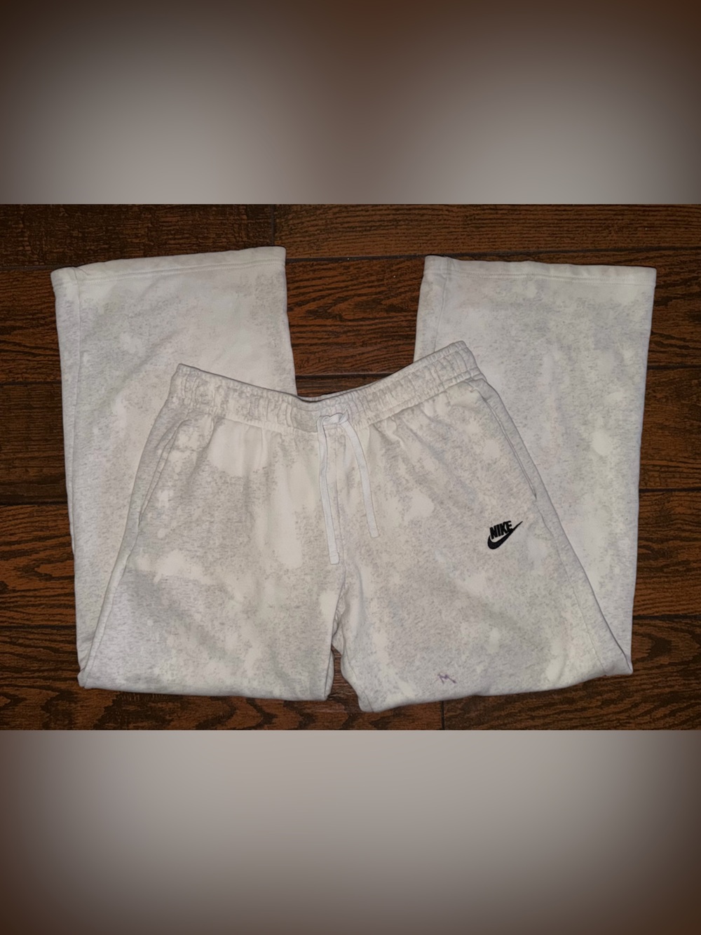 Nike White Marbled Wide Leg Sweatpants